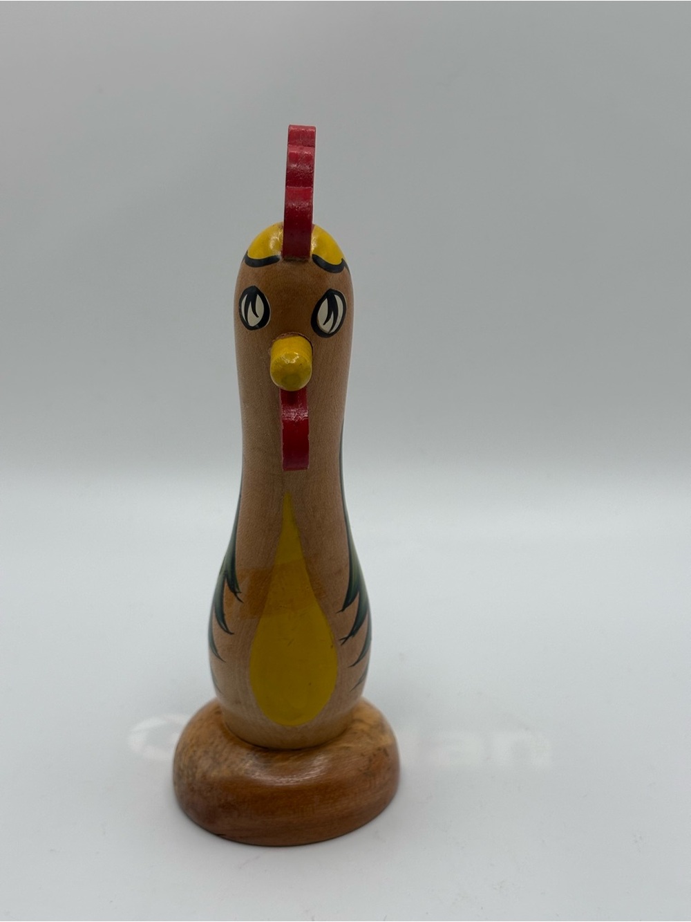 MCM Folk Art Wood Rooster Toothpick  Appetizer Holder 7.25” Hand Painted Decor